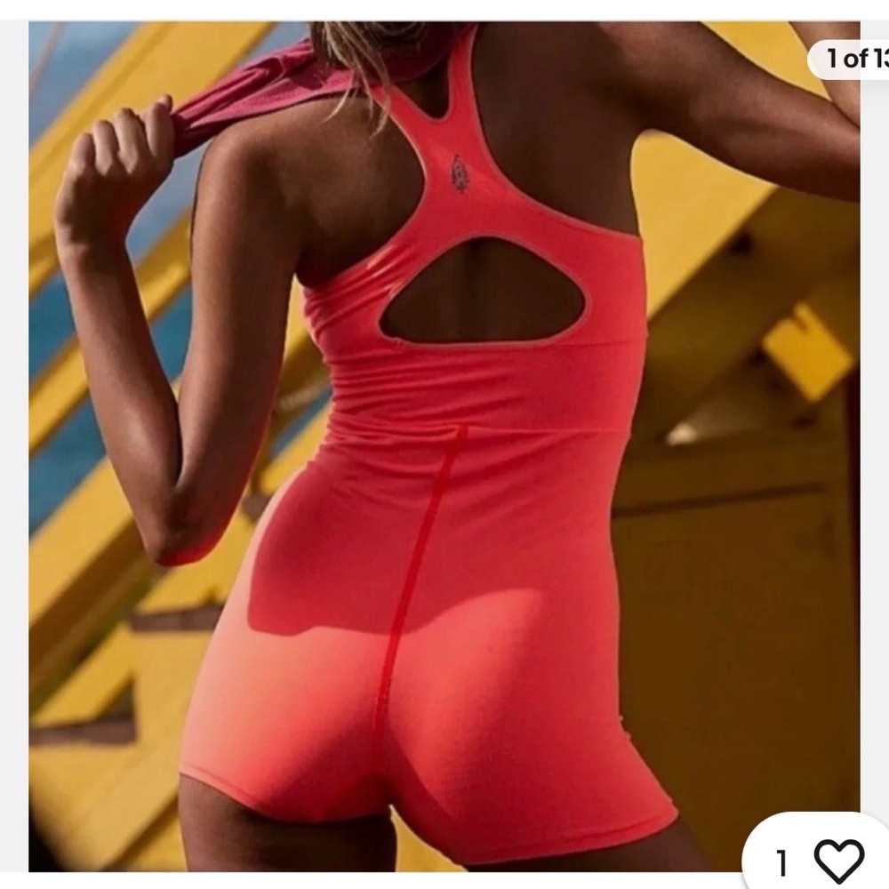 NEW!! FP Movement by Free People Neon Coral Romper NEVER WORN